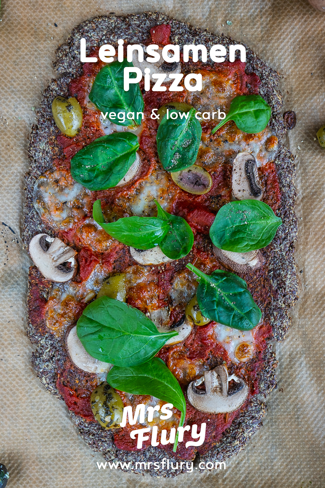 Low Carb Leinsamen Pizza vegan Lizza Mrs Flury