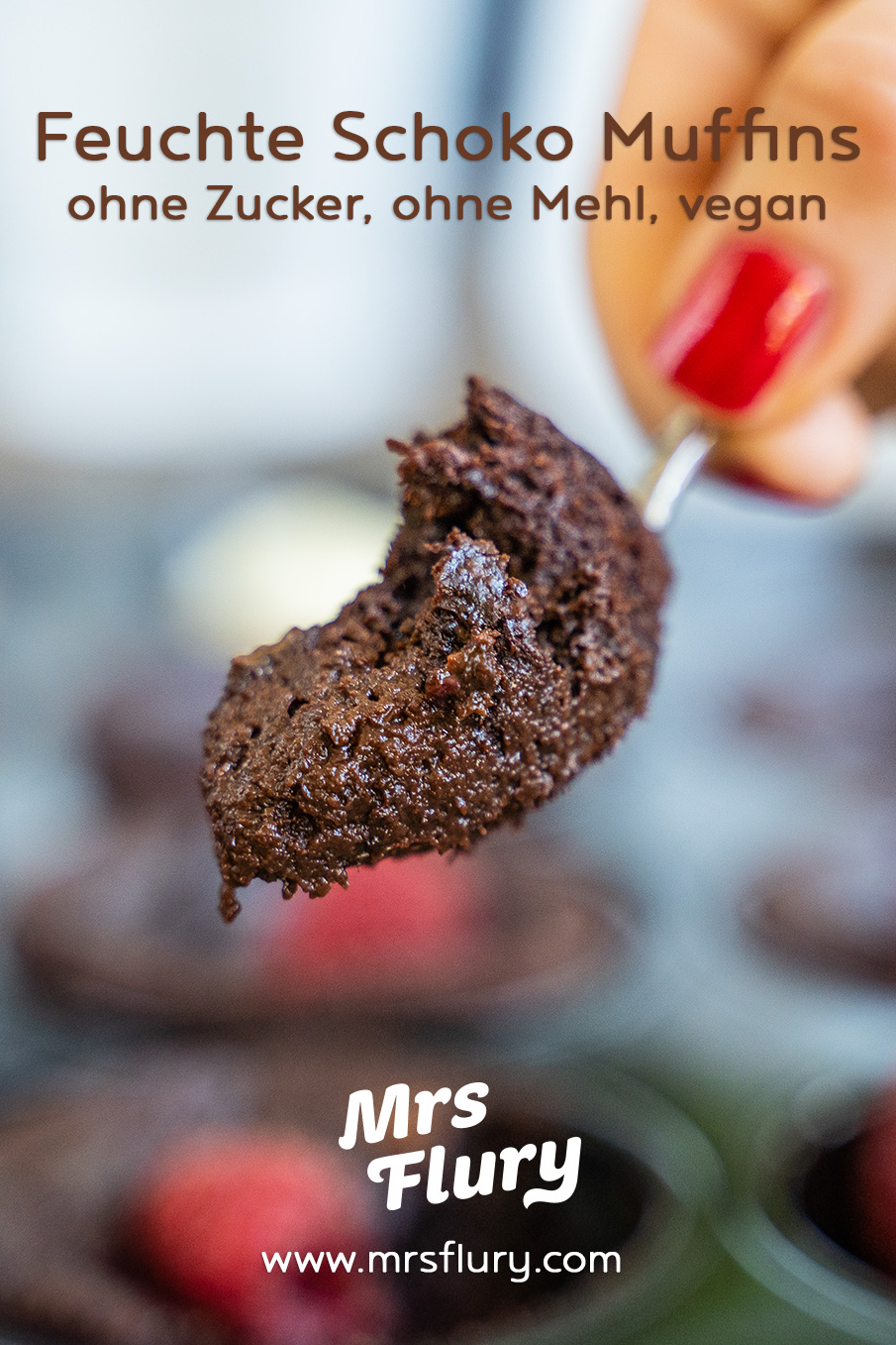 Schokoladen Muffins vegan, ohne Zucker, ohne Mehl - 6 Zutaten Mrs Flury