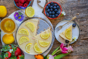 Zitronen Käsekuchen gesund & vegan Mrs Flury
