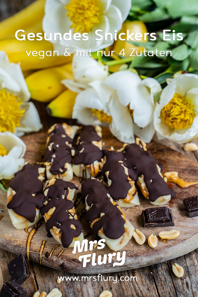 Gesunde Snickers Eis Riegel- 4 Zutaten Rezept vegan Mrs Flury