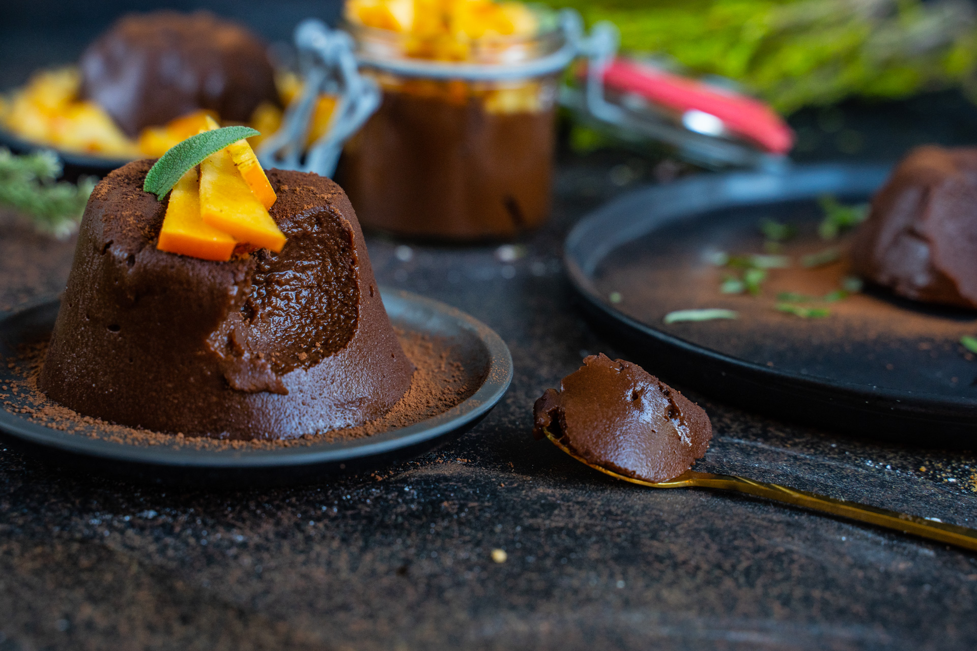 Gesunder Schokoladenpudding - Kaki Dessert vegan - Mrs Flury