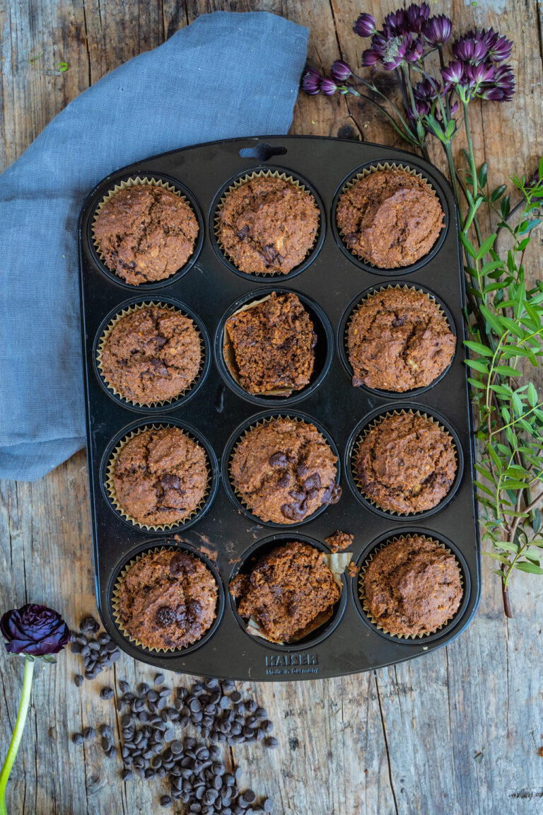 Schoko Nuss Muffins vegan - Mrs Flury - gesunde Rezepte für alle Schoko Nuss Muffins vegan - Mrs Flury - gesunde Rezepte für alle