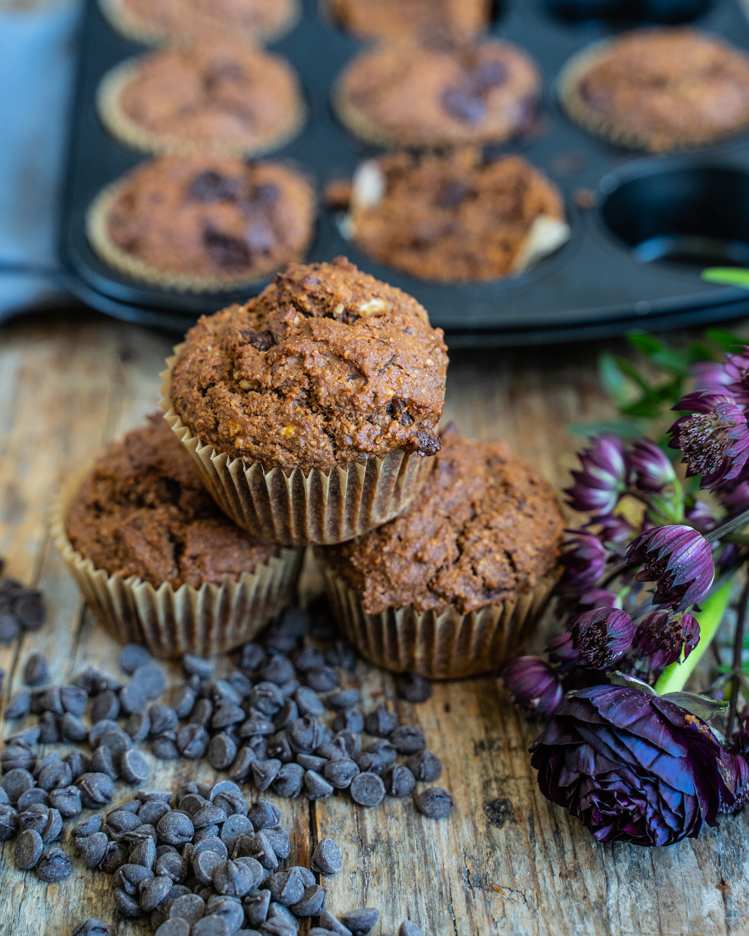 Schoko Nuss Muffins vegan - Mrs Flury - gesunde Rezepte für alle Schoko Nuss Muffins vegan - Mrs Flury - gesunde Rezepte für alle
