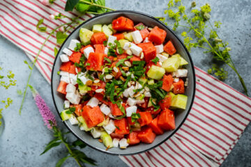 Wassermelonen-Feta-Salat Sommer Vegan Mrs Flury