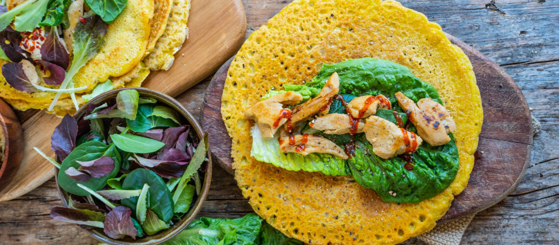 Linsen Pfannkuchen Wraps vegan Rezept Mrs Flury