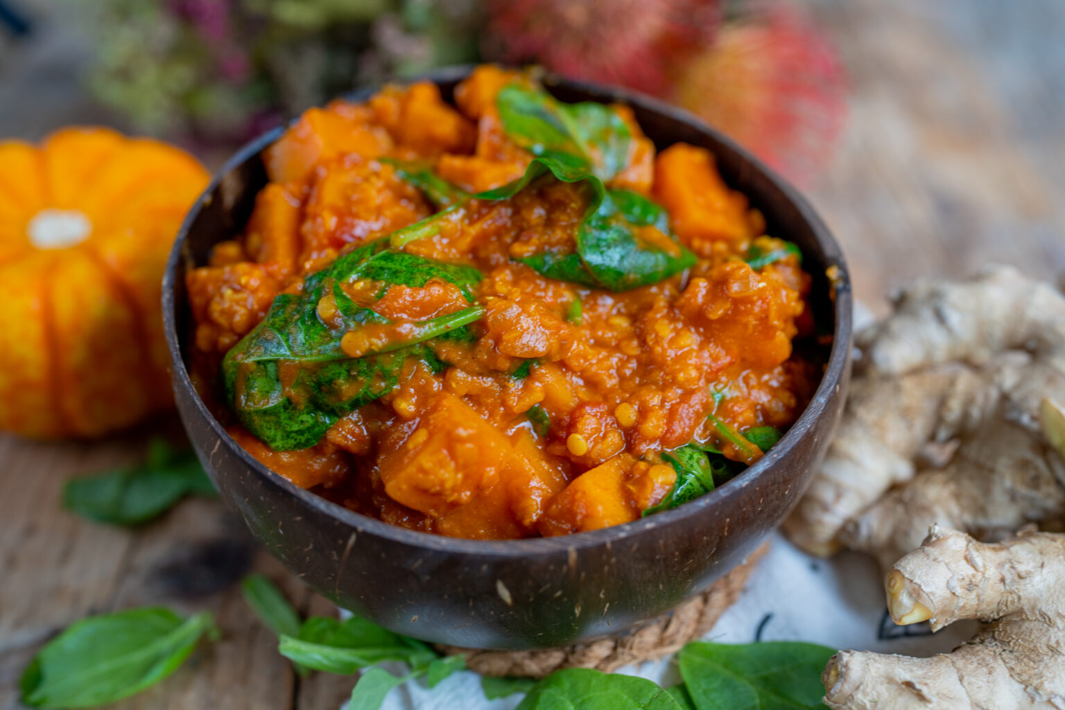 Kürbis Curry Rezept mit Linsen vegan - Mrs Flury - gesunde Rezepte