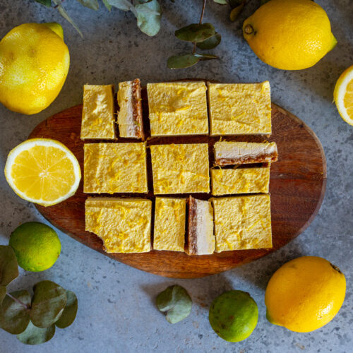 Zitronen Cheesecake Schnitten - vegan - Mrs Flury