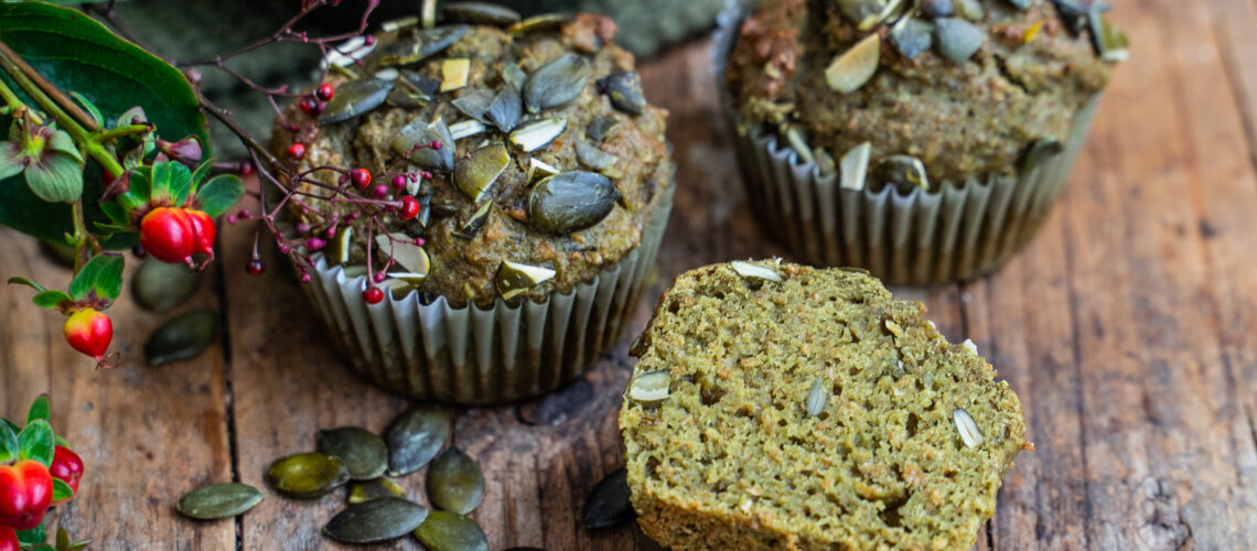 Kürbis Protein Muffins - Gesunde Hulk Muffins vegan und proteinreich Mrs Flury
