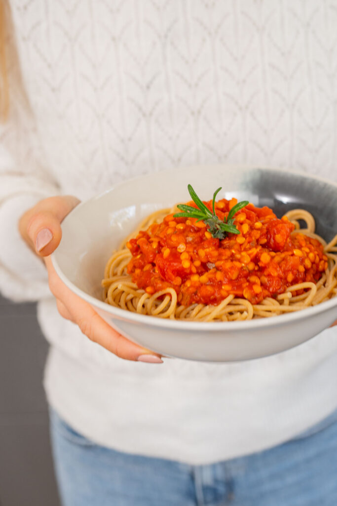 Gesunde Linsen Bolognese vegan Mrs Flury Rezept