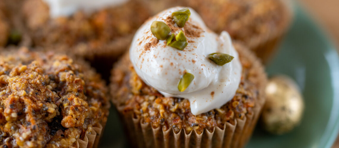 Gesunde Karotten Muffins vegan und glutenfrei ohne weissen Zucker backen Mrs Flury