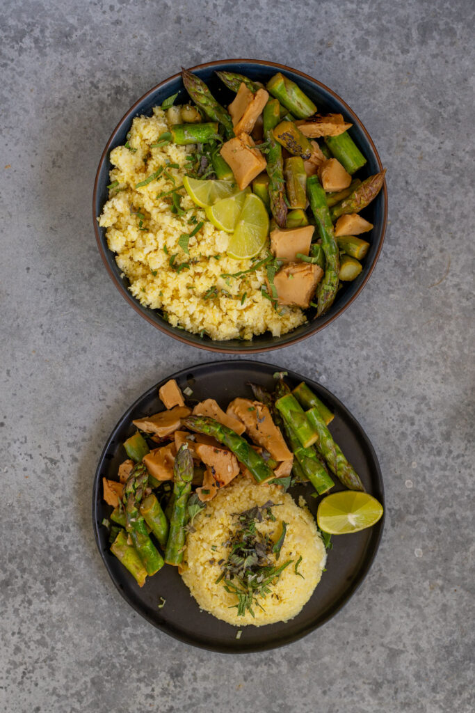 Blumenkohl Reis Basis Rezept gesund und vegan Mrs Flury