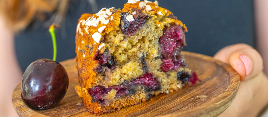 Gesunder Kirschkuchen - Frühstückskuchen Rezept vegan Mrs Flury
