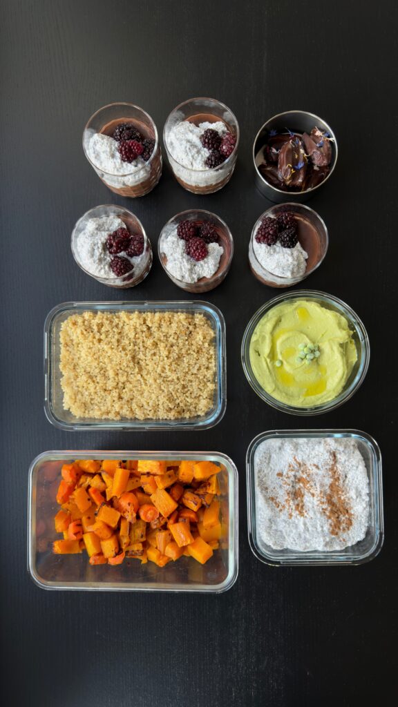 Meal Prep oranges Ofengemüse mit Karotte und Süsskartoffel Mrs Flury