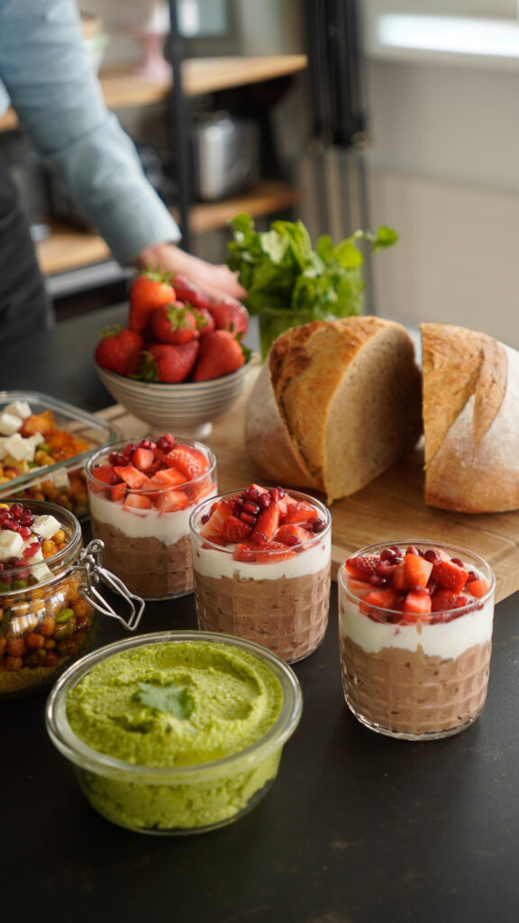 Meal Prep Rezepte Bauernbrot, Pudding Oats, Avocado Edamame Aufstrich und Ofengemüse Mrs Flury